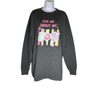 M&O Gold gray crewneck sweatshirt Ask Me About My Joy Graphic Size XL